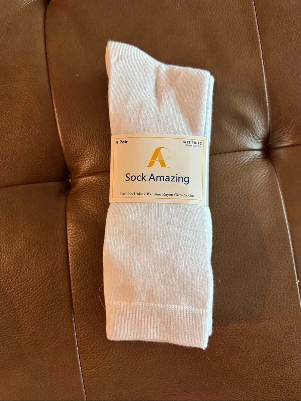 Men's White Crew Socks - Classic Rayon Blend